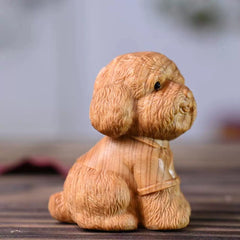 Hand-Carved Wooden Poodle Figurine&nbsp