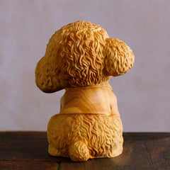 Hand-Carved Wooden Poodle Figurine&nbsp