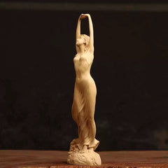 Graceful Lady Sculpture – Handcrafted Wooden Art Décor