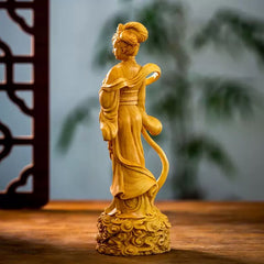 Wooden Moon Goddess Statue – Elegant Chinese Art Sculpture