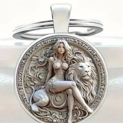 Leo Goddess Alloy Pendant – Intricate 2D Flat Zodiac Medallion