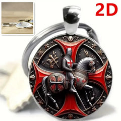 Medieval Knight Templar Alloy Keychain – Vintage Crusader Pendant