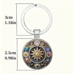 Celestial Zodiac Alloy Keychain – Vintage Astrological Star Map Pendant