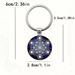Mystical Sacred Geometry Alloy Keychain – Cosmic Mandala Design