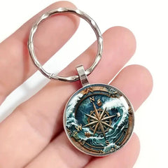 Nautical Compass Alloy Keychain – Vintage Ocean Adventure Pendant