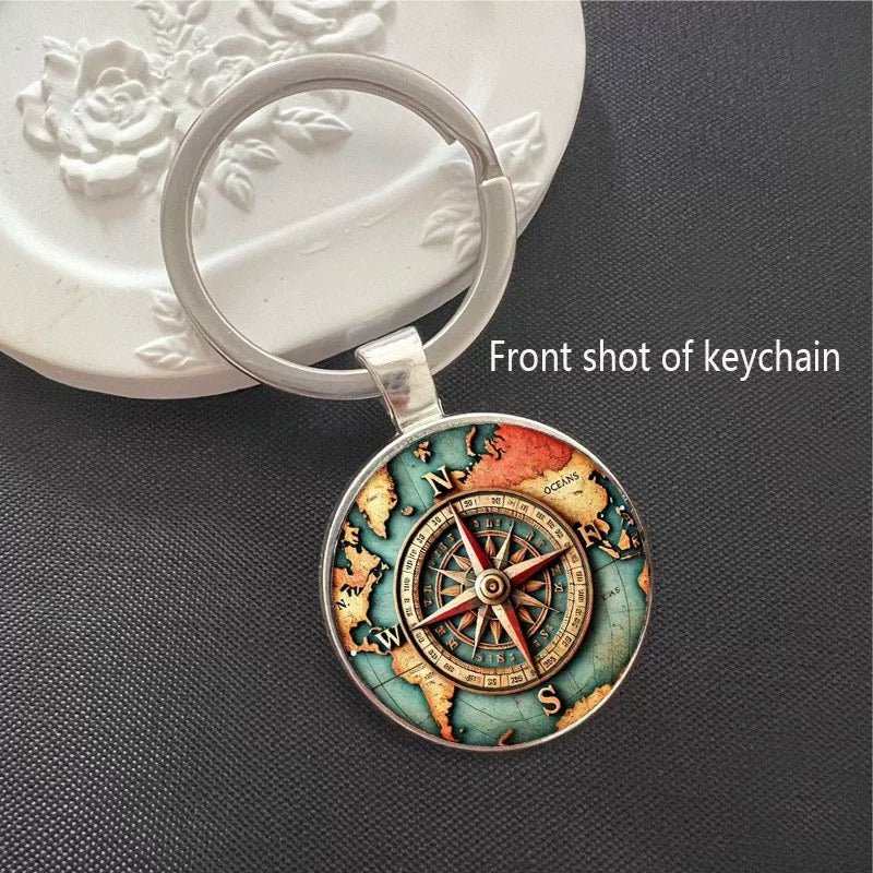 World Map Compass Alloy Keychain – Explorer’s Edition