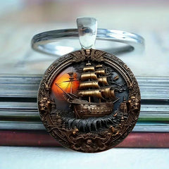 Vintage Sailing Ship Alloy Keychain – Nautical Adventure Key Ring