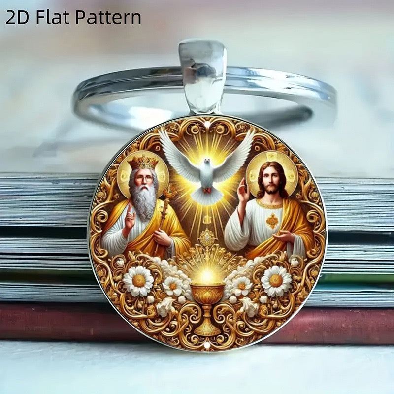 &nbsp;Christian Religious Key Ring with Sacred Chalice &amp; Dove