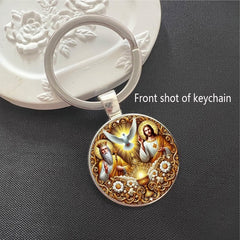 &nbsp;Christian Religious Key Ring with Sacred Chalice &amp; Dove