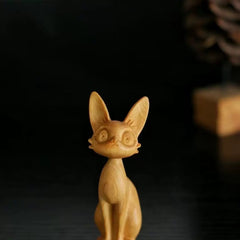 Handcrafted Thuja Wood Cat Figurine – Unique Carved Art Sculpture
