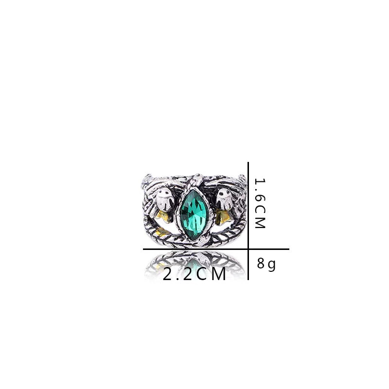 Lord of the Rings Inspired Alloy Ring with Green Zircon Stone
