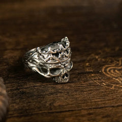 King Skull Ring – Gothic Alloy Crown Skull Design