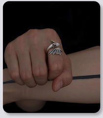 Dragon Wing Alloy Ring – Gothic Punk Adjustable Ring for Men &amp; Women