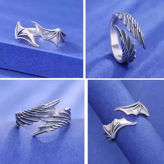 Angel &amp; Demon Wings Couple Rings – Adjustable Alloy Matching Bands