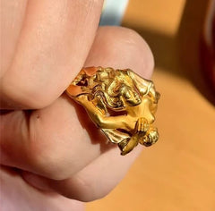 Adam and Eve Artistic Alloy Ring – Gold-Tone Sculptural Couple Statement Jewelry