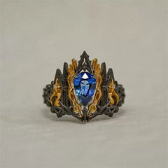 Baroque Blue Crystal Alloy Ring – Vintage Gothic Royal Statement Jewelry
