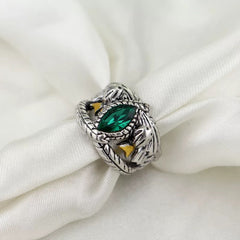 Lord of the Rings Inspired Alloy Ring with Green Zircon Stone