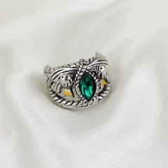 Lord of the Rings Inspired Alloy Ring with Green Zircon Stone