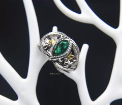 Lord of the Rings Inspired Alloy Ring with Green Zircon Stone