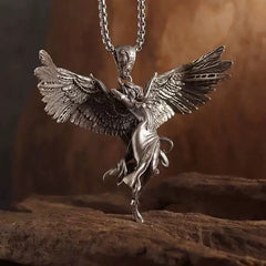 Vintage Alloy Angel Wing Pendant Necklace
