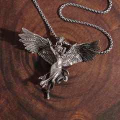 Vintage Alloy Angel Wing Pendant Necklace