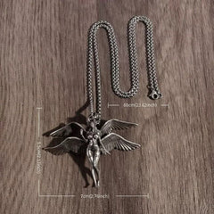 Gothic Alloy Dark Angel Wing Pendant Necklace