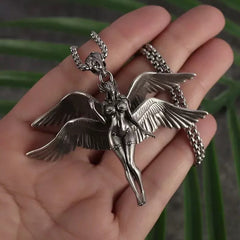 Gothic Alloy Dark Angel Wing Pendant Necklace