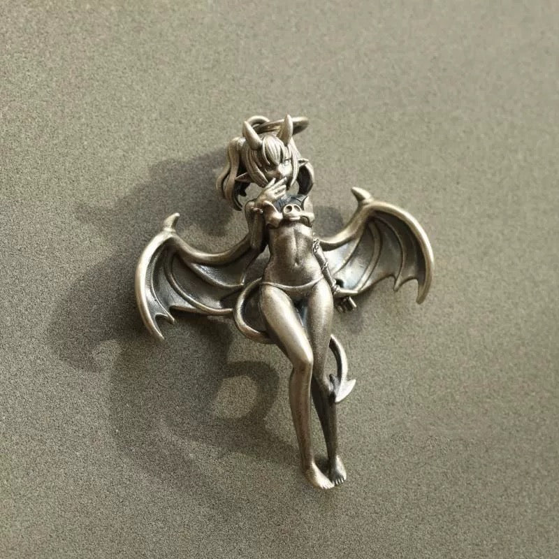 Gothic Succubus Demon Wing Pendant Necklace