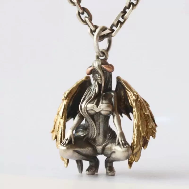 Fallen Angel Demon Girl Pendant Necklace