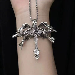 Angel Wings Cross Pendant Necklace
