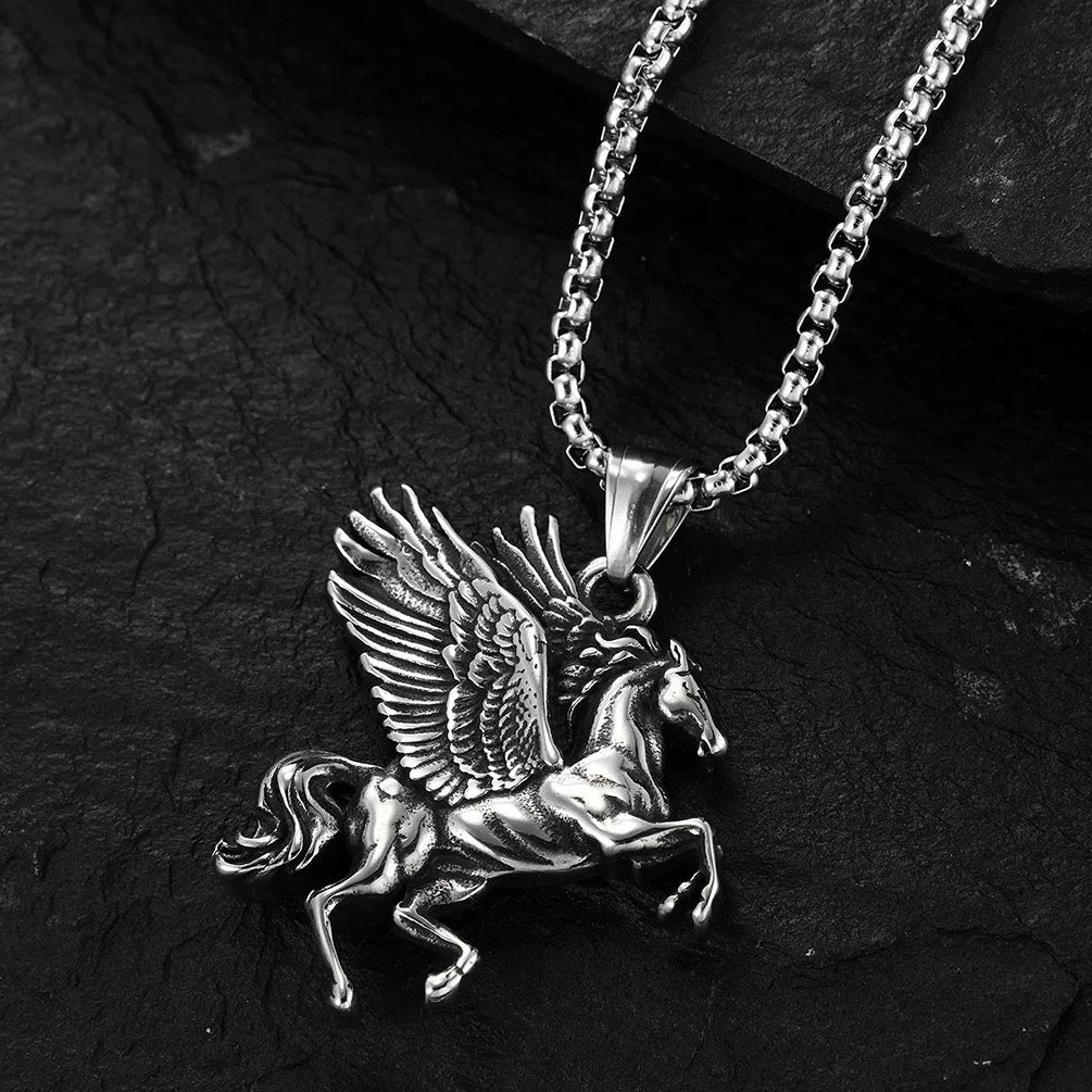 Alloy Pegasus Pendant Necklace – Mythical Winged Horse Jewelry