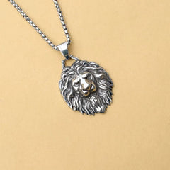 Bold Lion Head Pendant Necklace