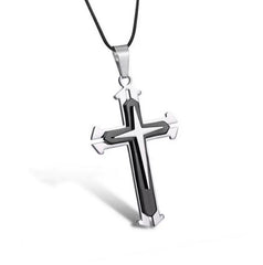 Layer Cross Pendant Necklace – Black & Blue