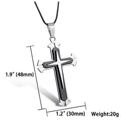 Layer Cross Pendant Necklace – Black & Blue