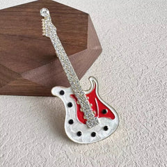 Sparkling Electric Guitar Brooch – Crystal Rhinestone Pin