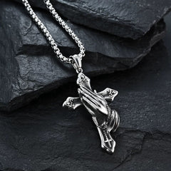 Alloy Praying Hands Cross Pendant Necklace – Faith & Prayer Jewelry