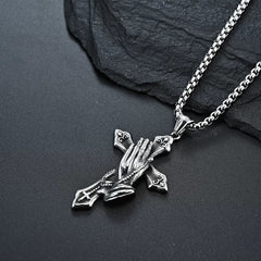 Alloy Praying Hands Cross Pendant Necklace – Faith & Prayer Jewelry