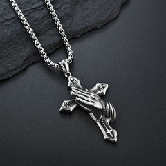 Alloy Praying Hands Cross Pendant Necklace – Faith & Prayer Jewelry