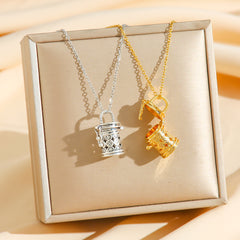 Alloy Mini Bag Pendant Necklace – Gold &amp; Silver