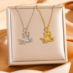 Alloy Bee & Star Charm Pendant Necklace – Gold & Silver