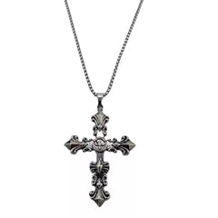 Vintage Alloy Gothic Cross Pendant Necklace for Men
