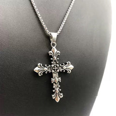 Vintage Alloy Gothic Cross Pendant Necklace for Men