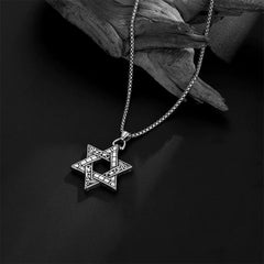 Vintage Alloy Star of David Pendant Necklace