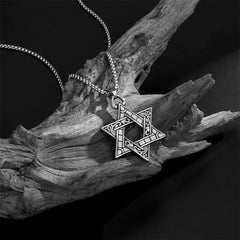 Vintage Alloy Star of David Pendant Necklace