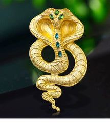 Vintage Alloy Cobra Snake Brooch – Gold