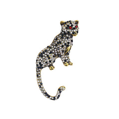 Luxury Alloy Leopard Brooch – Sparkling Rhinestone Animal Pin
