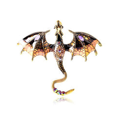 Fantasy Dragon Brooch – Enamel Crystal Pin for Women &amp; Men