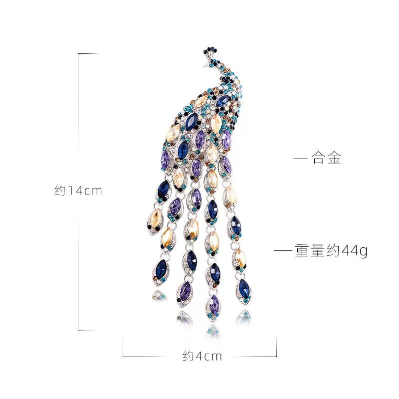 Luxury Crystal Peacock Brooch – Elegant Rhinestone Pin for Women
