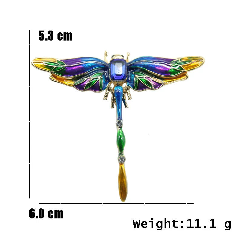 Elegant Dragonfly Brooch – Colorful Crystal Enamel Pin for Women