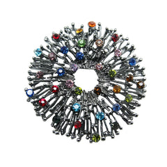 Alloy Rainbow Starburst Brooch Pin with Multicolor Rhinestones